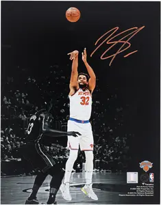 Karl-Anthony Towns New York Knicks Autographed 11" x 14" Shooting vs. Miami Heat Spotlight Photograph - Fanatics Authentic Certified