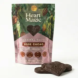 Rose Ceremonial Cacao and Mushroom Blend: Eternal Bloom 6 Adaptogenic Mushrooms | 100% Organic Ingredients Just Add Water