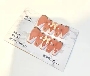 French Tip Bow – Medium Square Shape with Rhinestones (Size M)