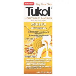 Tukol Honey Multi Symptom, Cold & Flu, Day Time, Ages 12+, Natural Honey, 4 fl oz (118 ml) | HSA/FSA Eligible