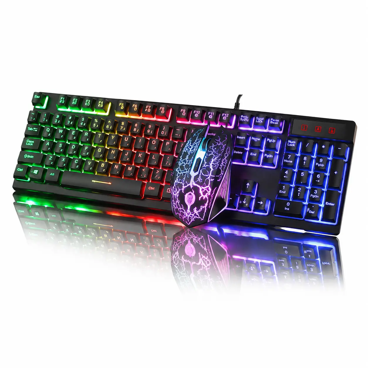 Wired RGB Gaming Keyboard and Mouse Combo USB LED Backlit Mechanical Feel Gaming Set for PC Laptop PS4 PS5 Xbox Desktop Gamer Accessories