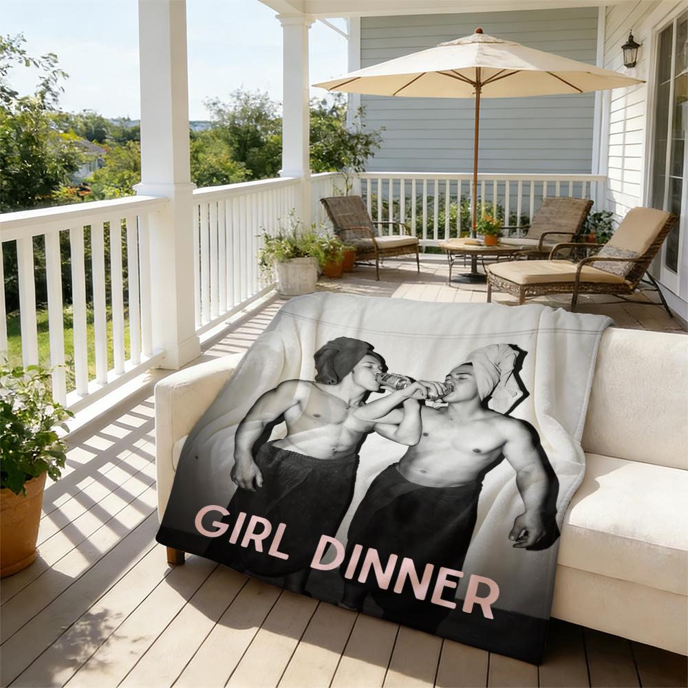 Viral "Girl Dinner" Throw Blanket – Ultra-Soft Plush for Meme Lovers & Gay Vibes! Viral Trend Blanket – A Hilarious Present for Anyone Obsessed with Girl Dinner Eye-Catching Design to Add Humor to Any Space!