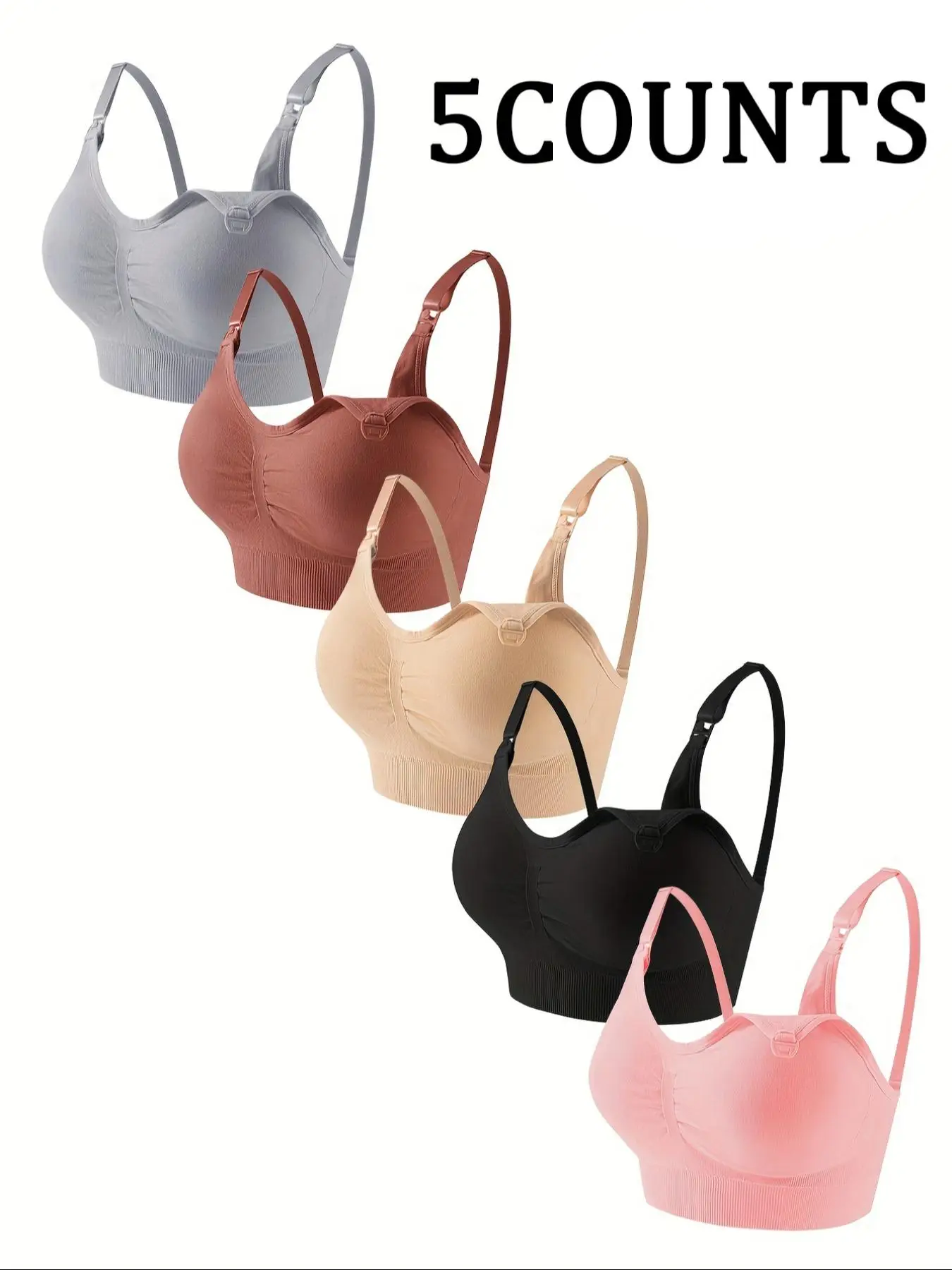 Maternity's Solid Color Nursing Bra, Comfortable Breathable Pregnancy Bra, Maternity Underwear for Pregnant & Postpartum Women