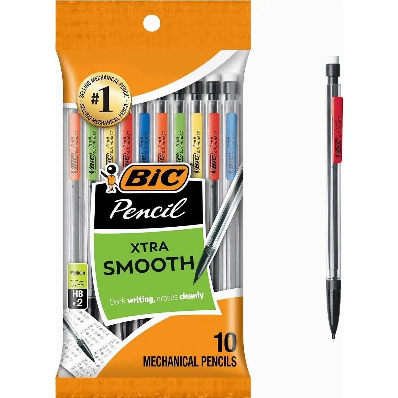 BIC Mechanical Pencils 0.7mm & 0.5mm, #2 EXTRA SMOOTH with Various Color Barrels - Two Assorted Sizes, 80 Pack - Unit
