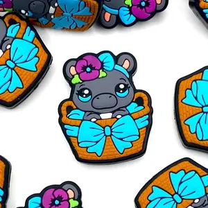 1pc Happy As A Hippo Silicone Focal Beads | Animal Craft & Beading DIY