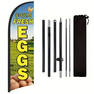 Polyester Advertising Flag for Egg Shop, Floor Mounted Design, Includes Flag Pole & Ground Stake, Ideal for Outdoor Promotion