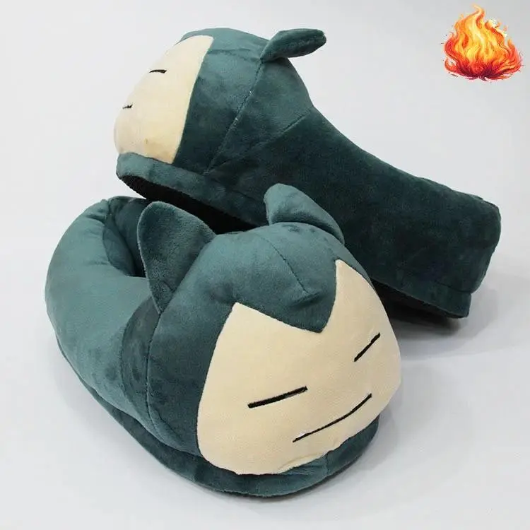 Pokemon Slippers Snorlax Shoes Adult Women Men Cotton Slippers Indoor Comfortable Non-slip Slippers Winter Home Shoes