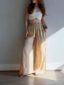 Beige Tie Dye Kimono Robe - Long Boho Duster - Beach Cover Up - Women’s Lightweight Robe - Handmade Resort Wear - Cruise Loungewear Gift
