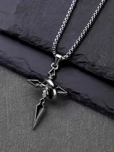 Men's Punk Style Pendant Necklace, Cross Charm Necklace, Stainless Steel Jewelry for Party, Daily Clothing Decor, Trendy All-match & for Birthday Gift, Durable Build, Unique Pendant