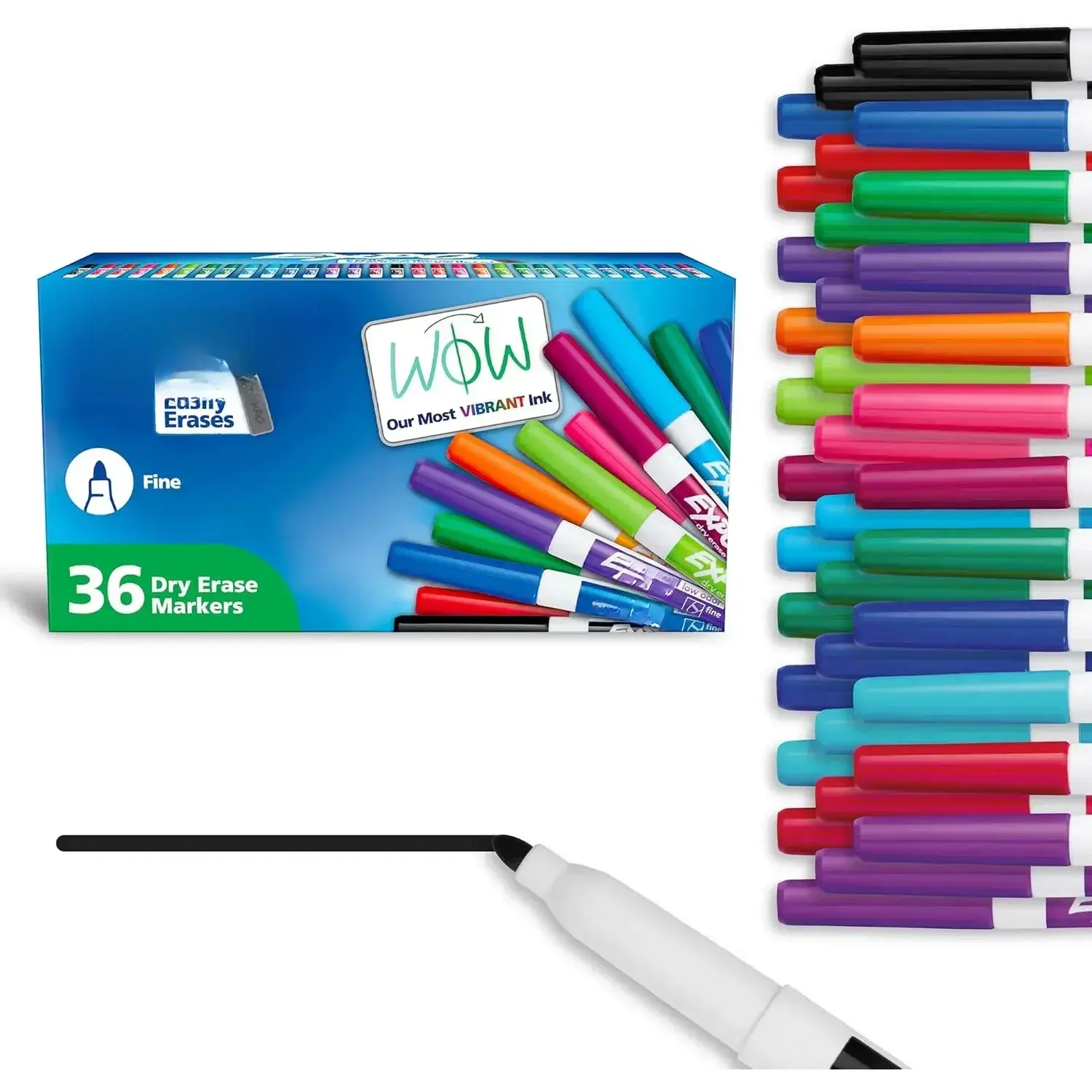 Dry Erase Markers, Low Odor Ink, Assorted Colors, Fine Tip, 36 Count - Whiteboard, Calendar, Organization, Essential Supplies for Office, School, Classroom, Teachers
