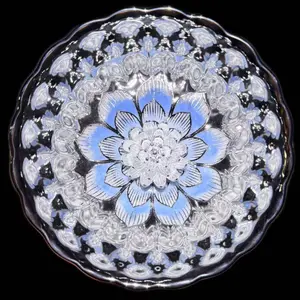 gifts-JianZhan- - Chinese Tea Cup - Bordered Silver Blue Lotus Cup - Gift - Artwork