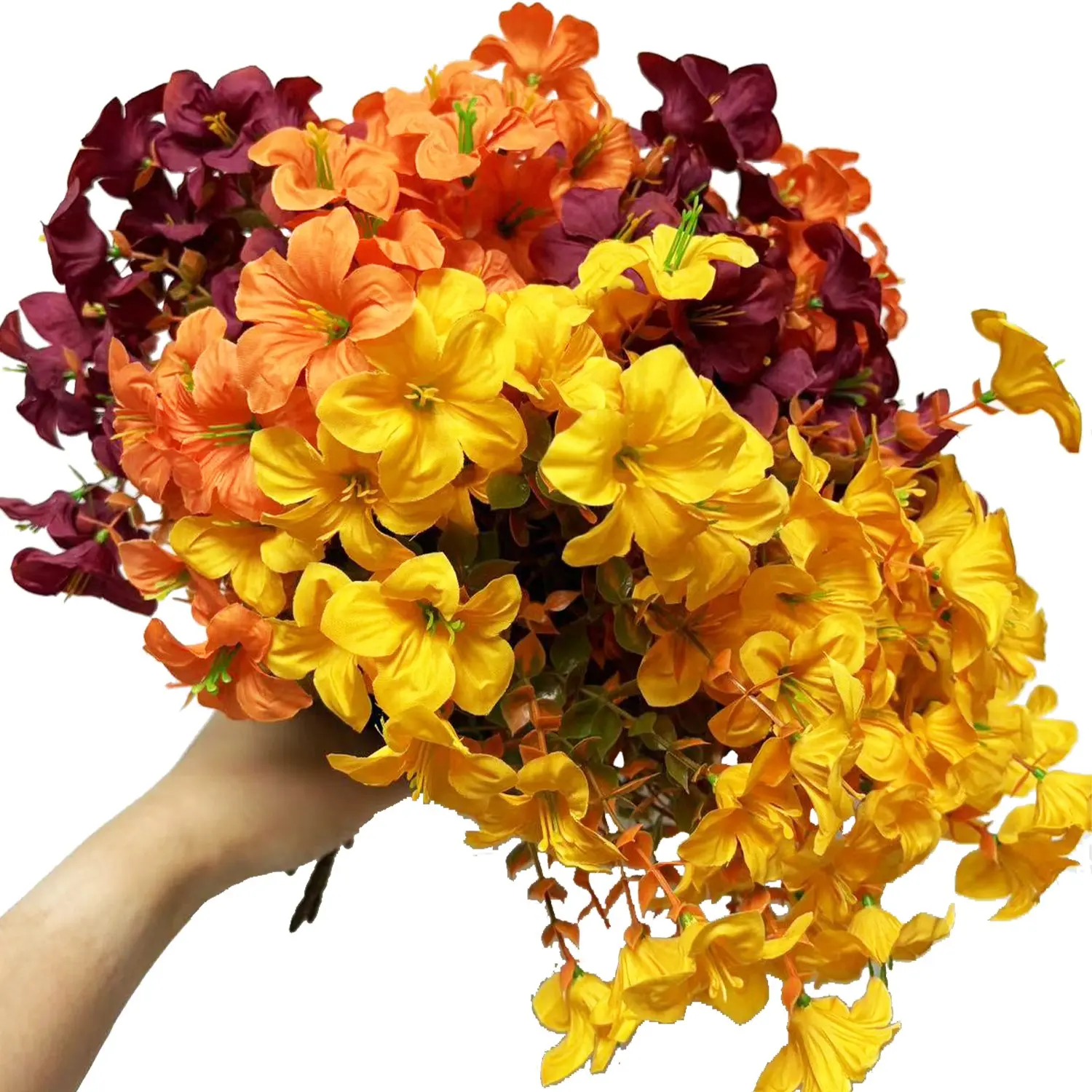 Artificial Flowers for Outdoor, Fake Petunias Plants, Faux Flower, Decorative Flowers, Artificial Flower Decorations, 8PCS  Fall Winter Outdoor Decoration, UV Resistant, Silk Morning Glorias, for Home Garden Porch Planter ( Autumn)