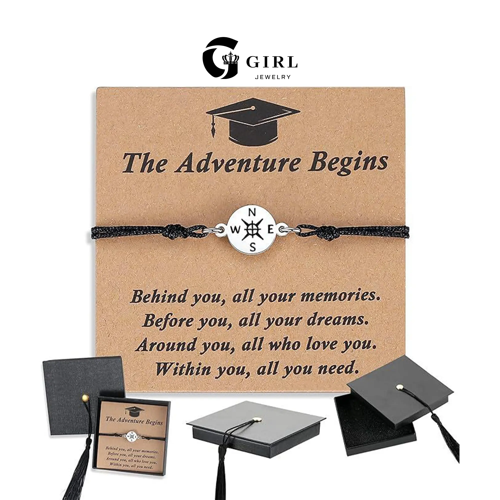 GGIRL Graduation Gifts Bracelet With Gift Box for Her Him Kindergarten Class of Cool High School College Graduation Gift 5th 8th Grade Teen Girl Boy Bracelet Women Jewelry Cards Middle School Nurse Senior Daughter Student Adjustable Cuffs