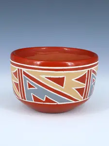 Vintage Santa Clara Pueblo Redware Pottery Bowl