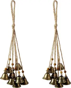 Hanging  Bells for Door,2 Pc Door Bell Hanger Christmas Bells for Witchy Home Decor 8 Brass Bells  Supplies
