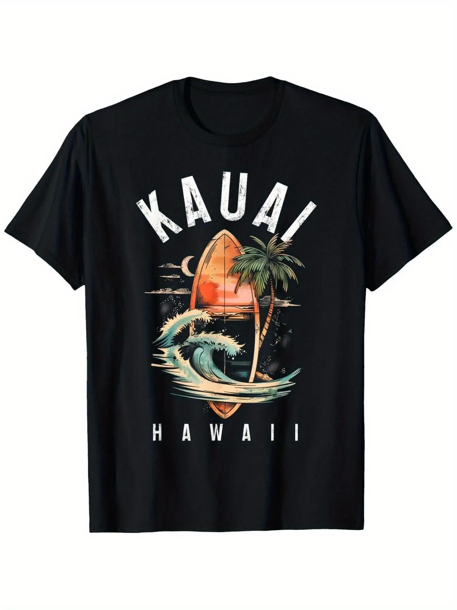 Mens Vintage Hawaiian Surf T Shirt Kauai Hawaii Gr unisex soft cotton short sleeve t shirt, vintage graphic casual tee for men women teens, perfect birthday holiday gift for camping travel gym daily street  wear
