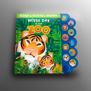 NOISY DAY AT THE ZOO Adventure Sound Picture Book - 10 Fun, Playful Animal Sounds, Vibrant Illustrations for Kids, Monkeys, Zoo Animals