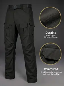Men’s tactical cargo pants with side storage pockets, straight-leg design—durable functional workwear for outdoor hiking, construction sites, and wear resistance