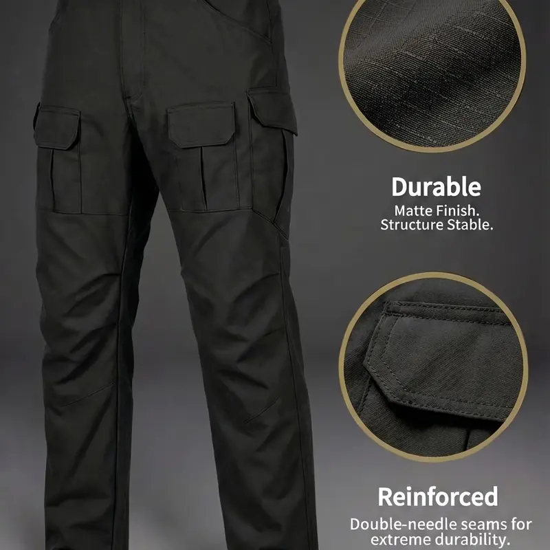 Men's Tactical Cargo Pants - Casual Rugged Outdoor Men's Pants with Straight-Leg Design, Utility Pockets, Button Closure, Wear-Resistant Polyester Fabric, Durable Functional Workwear for Outdoor Hiking, Construction Sites