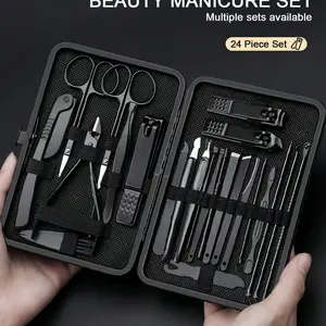 High Precision Stainless Steel Nail Clippers Set, Pedicure Kit with Sharp Nail Scissors, Nail File, Portable Stylish Case, Manicure Kit for Fingernails & Toenails, Nail Care Tool