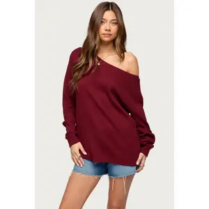 Damari Off Shoulder Oversized Waffle Top