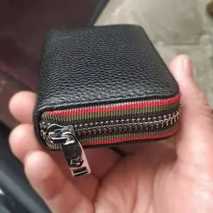 RFID Blocking Women Men Genuine Leather Wallet Credit Card Holder Zipper Pocket