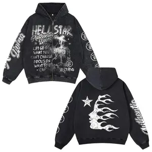 hєllstαr-Real Wise Vintage Print  Oversized Zip-Up Hoodie, Oversized Heavyweight Cotton Zip Up Hoodie, Retro Unisex Heavy Cotton  Zip Hoodie, Gift For Him, Gift For Her, Streetwear Y2K Top