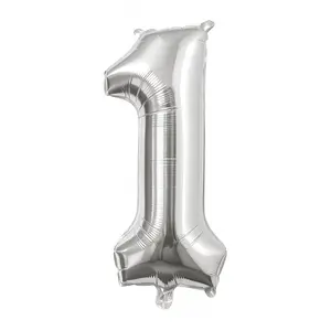 Silver Number 1 Foil Balloon - Air-Filled Silver Number 1 Foil Balloon - Air-Filled