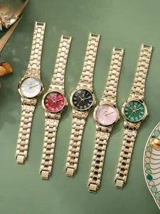 5pcs Steel Band Watches for Women, Elegant Analog Dial Quartz Watch, All-Season Fashion Gift for Holidays and Special Occasions