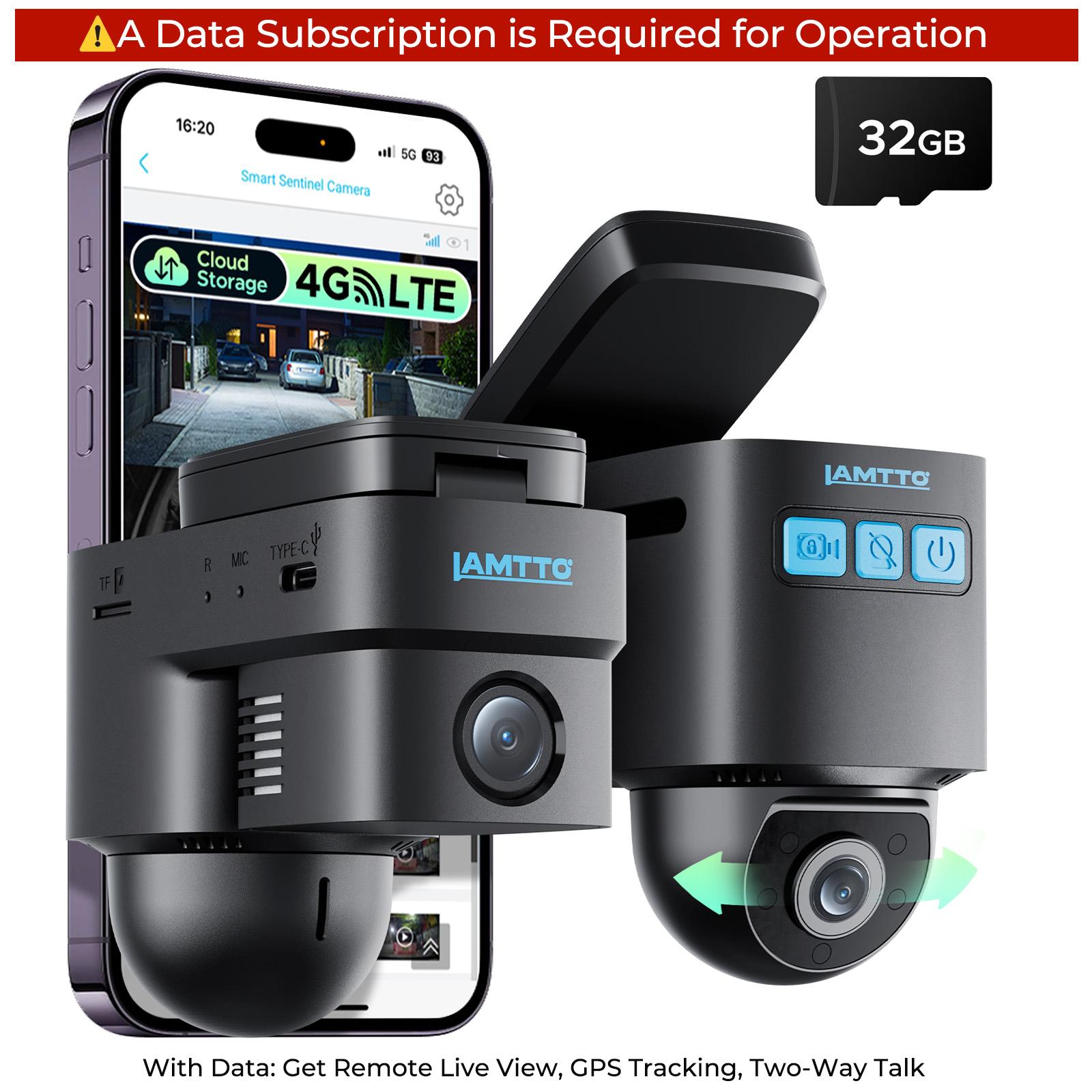 LAMTTO 4G LTE Dash Cam Car Security Camera for 7-Day FREE Trial, Then $0.41/Day | 24/7 Live View from Phone, OBD Parking Monitor with Real-Time Alerts & GPS Tracking | Cellular Camera for Cars - FathersDayGift, Dashcam, Car Accessories