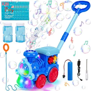 Automatic Bubble Machine Blower Maker, Bubble Music Train with Light Lawn Mower Outdoor Toys for Kids with 20 Concentrated Bubble Solution for Christmas Party Birthday Gifts (Cute)