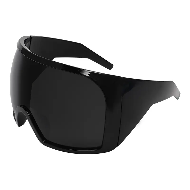 Wrap Around Oversized Sunglasses for Women Men Cool Futuristic Rave Trendy Sunglasses Big Curved Shield Sun Glasses