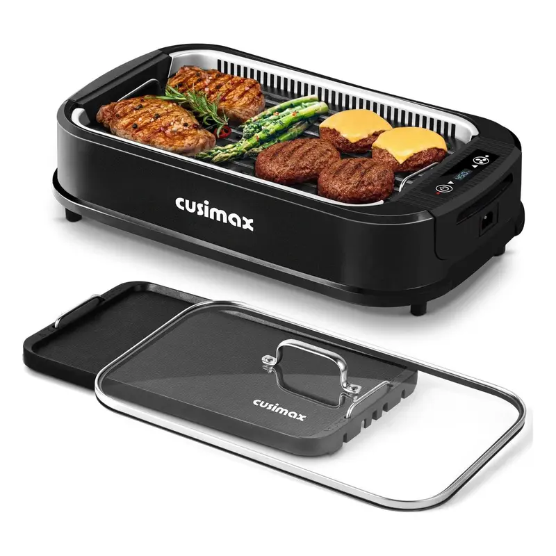 Cusimax Electric Portable Indoor Smokeless Grill, Double Plate