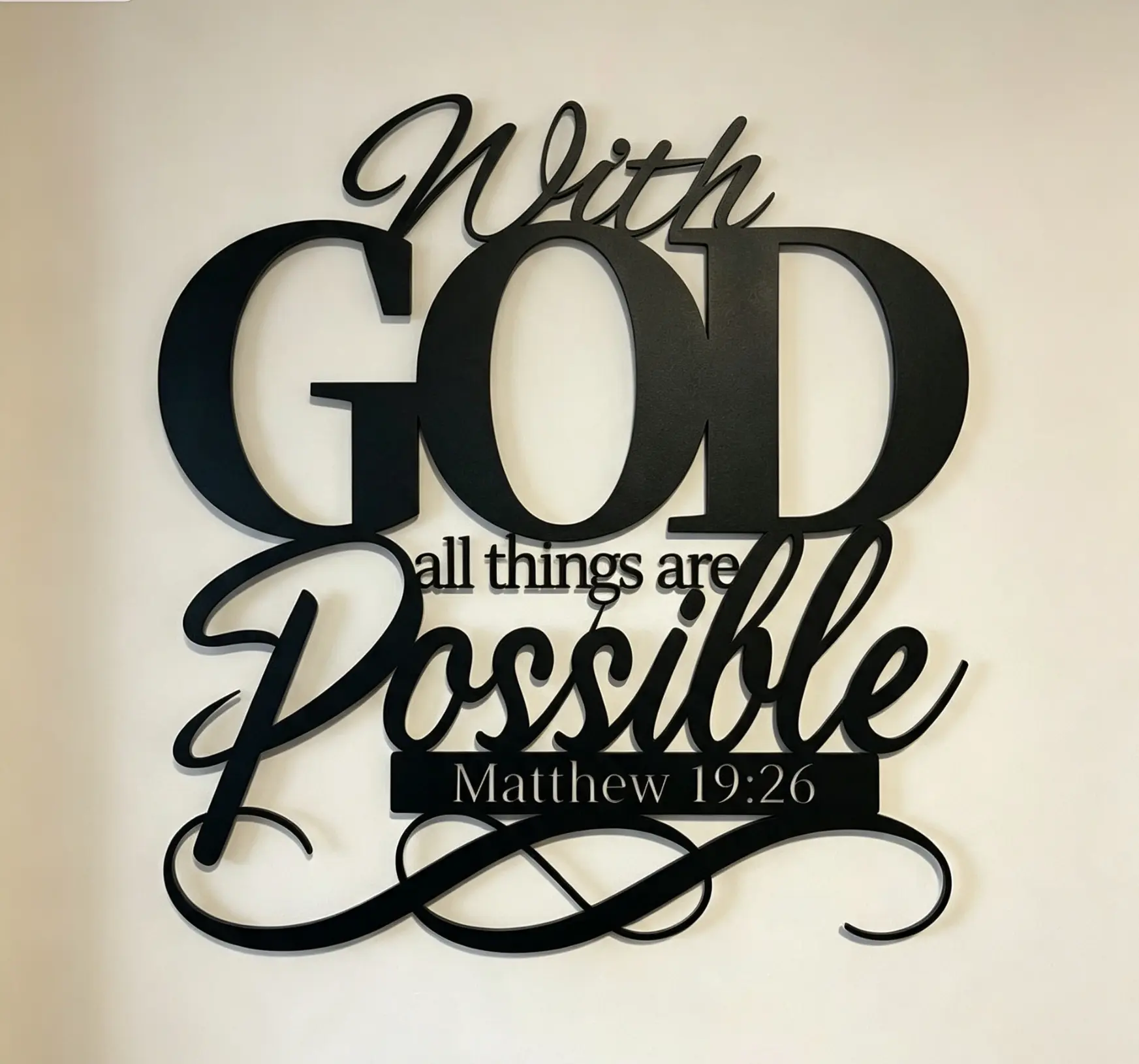 Christian Metal Jesus - inspired Matthew Bible Verse Home Wall Adornment