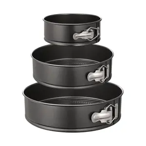 Cake Pan 7", 8", 9" Springform Pan, Round Nonstick Carbon Steel Pan, Leak-Proof with Removable Bottom, Round Cake Pans Set of 3 pcs