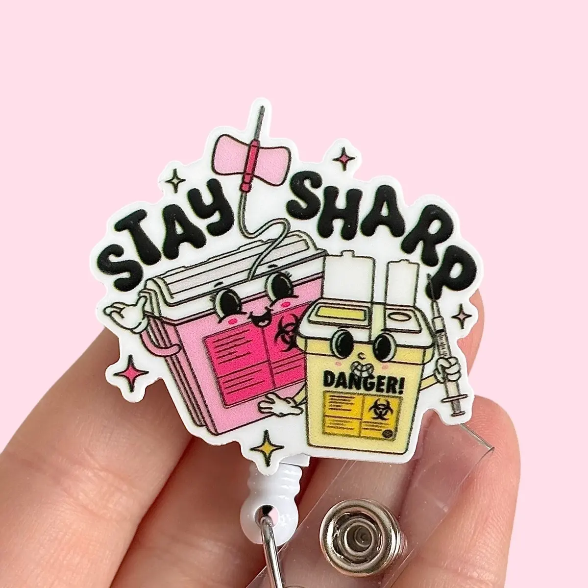 Glitter My Badge Stay sharpe badge reel for nurse and hospital workers. Badge clip Badge pull - Retractable swivel clip with a 360 rotation. Great gift for coworker.