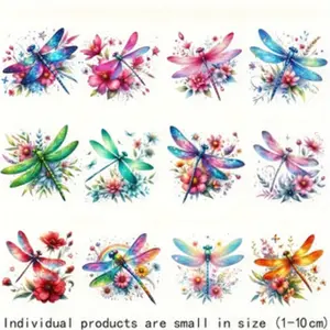 12 Colorful Dragonfly Iron-On Patches, DIY Fashion Stickers for T-Shirts Hats Bags, Washable Reusable Vinyl Patches