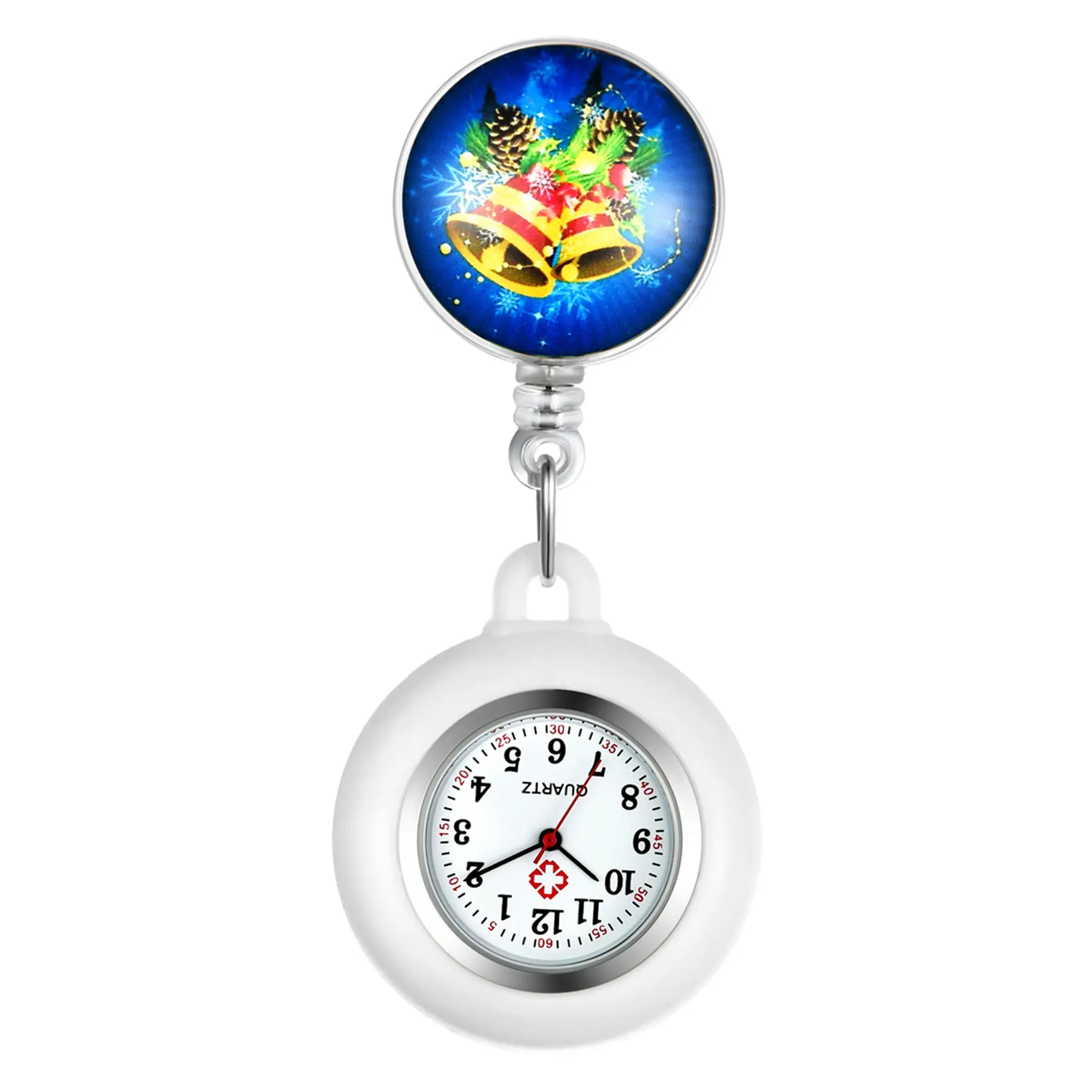 OIDEA Festive Silicone Nurse Watch for Nurses and Healthcare Workers, Special-Edition Round Quartz Movement with Detachable Cover, Detachable Strap