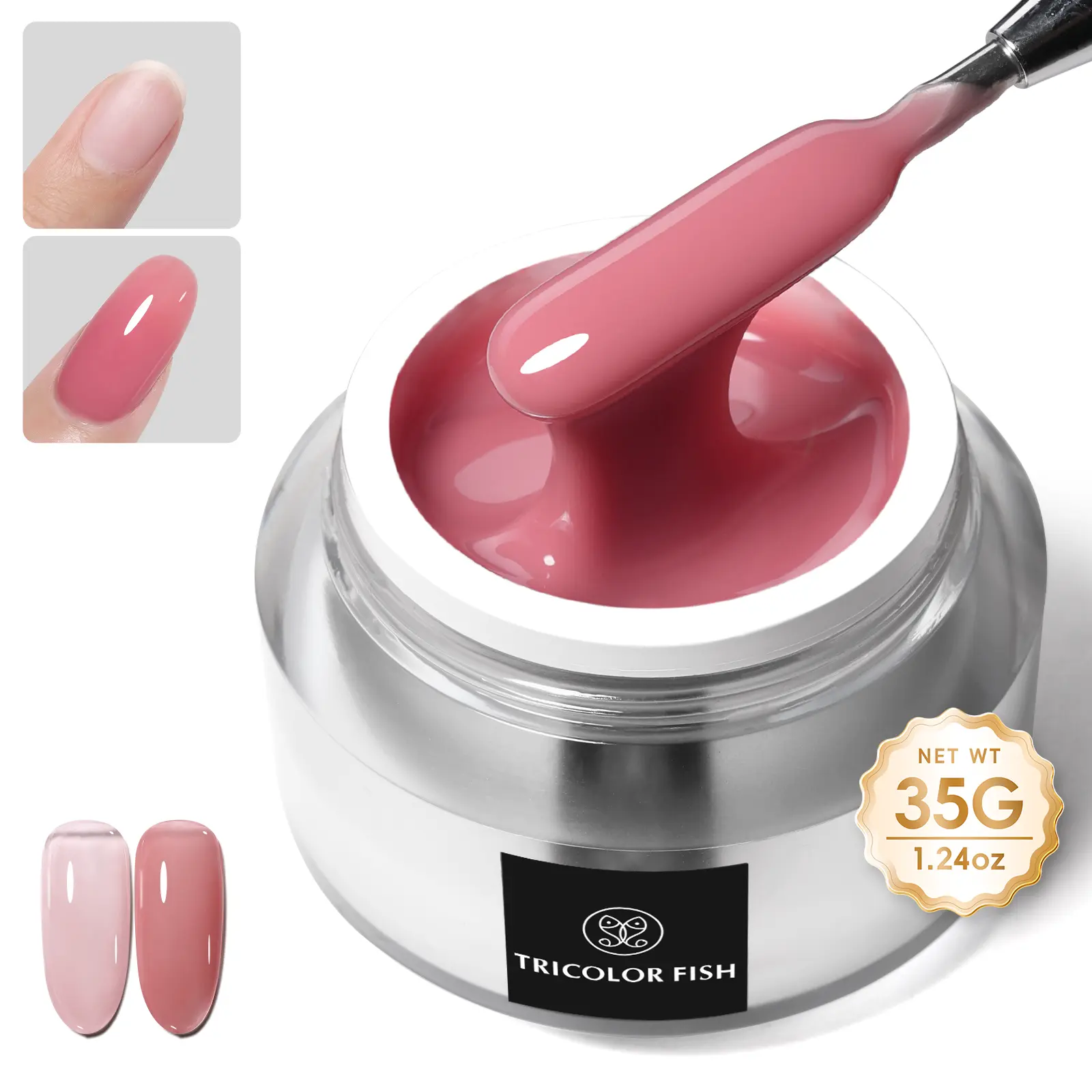TRICOLOR FISH Builder Nail Gel, 35g Jelly Nude Pink Hard Gel for Nails Extension Gel Nail Polish Jelly Strengthener Gel Polygel Nail Art Manicure,summerwins