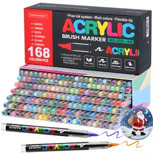 Acrylic Paint Markers Set, Acrylic Drawing Markers, Soft Brush Tip Acrylic Paint Pens for Wood Rock Glass Canvas Stone Fabric Glass Metal Ceramic Canvas DIY Crafts Art Supplies,Back to School,Halloween,Christmas Gift