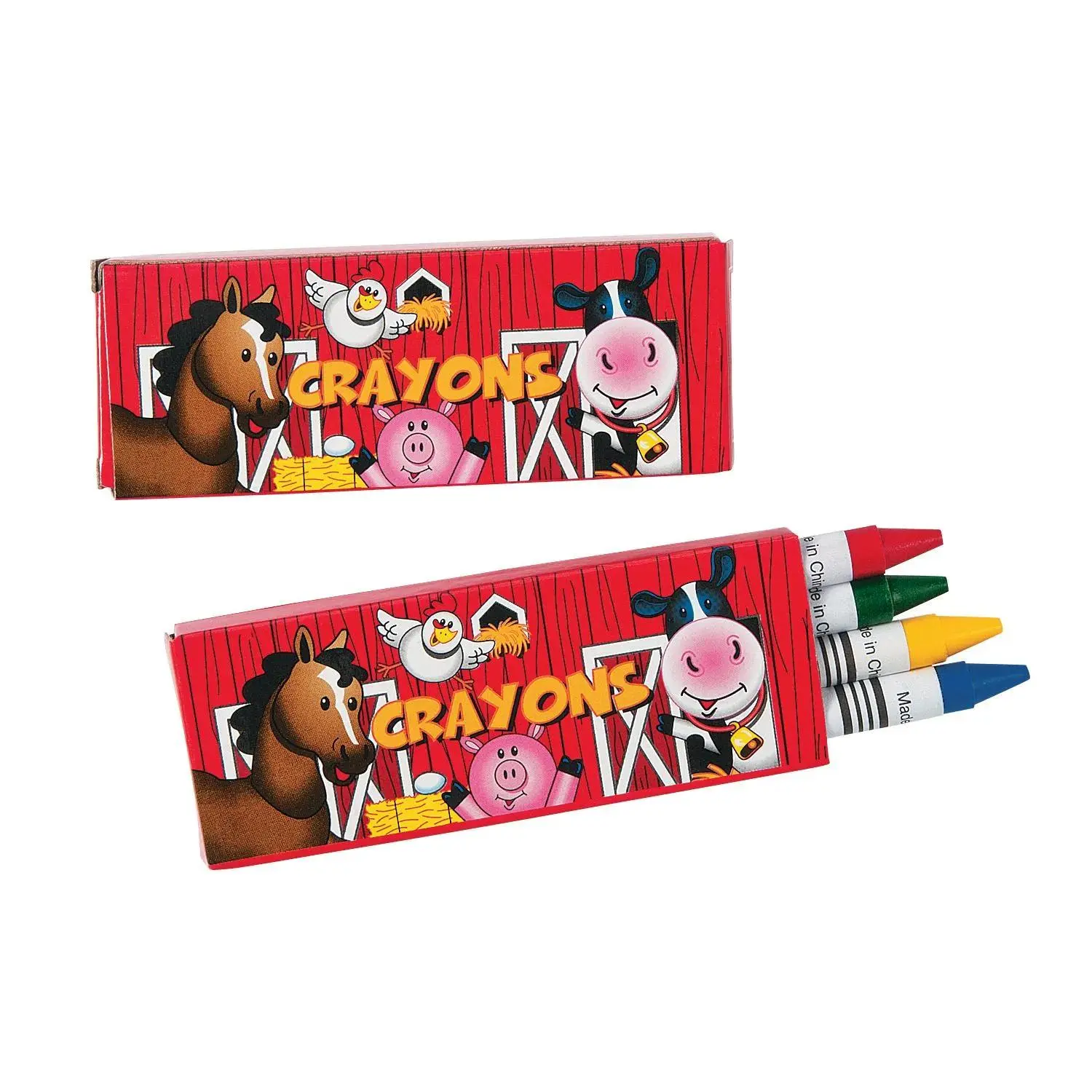 3 1/2" 4-Color Farm Party Classic Pointed Crayons - 24 Boxes 3 1/2" 4-Color Farm Party Classic Pointed Crayons - 24 Boxes