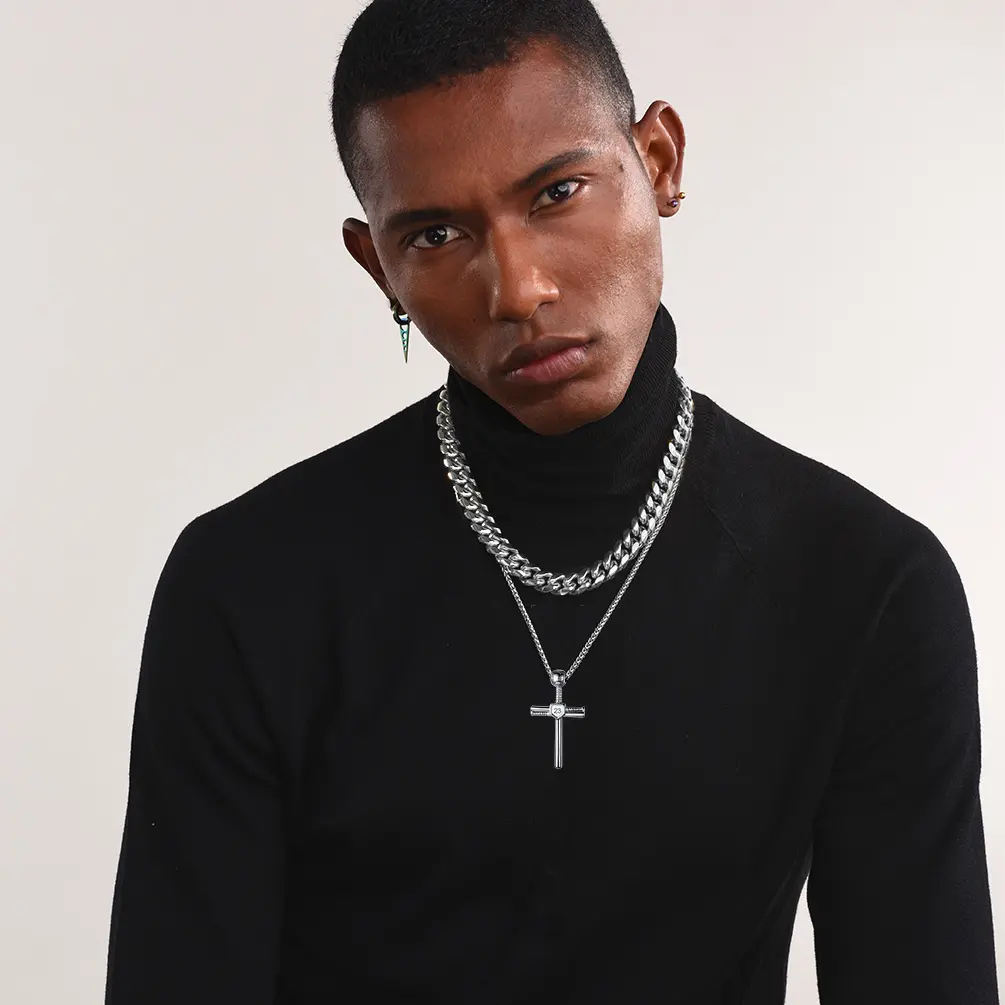 FaithHeart Baseball Cross Necklace - High Quality Stainless Steel Baseball Bat Pendant for Men, Casual Jewelry Gift for Christmas, Birthday, Anniversary Sports Fans
