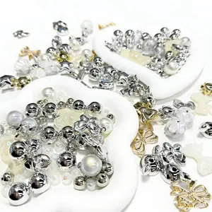 Electroplated Pearl Beads Set, High-Quality Style DIY Accessories, Color-Resistant Glossy Nail Art Bracelet Decoration