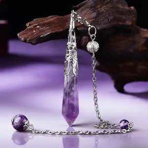 Natural Crystal Pendant Single Pointed Hexagonal Pillar Necklace Accessory, Meditation Necklace