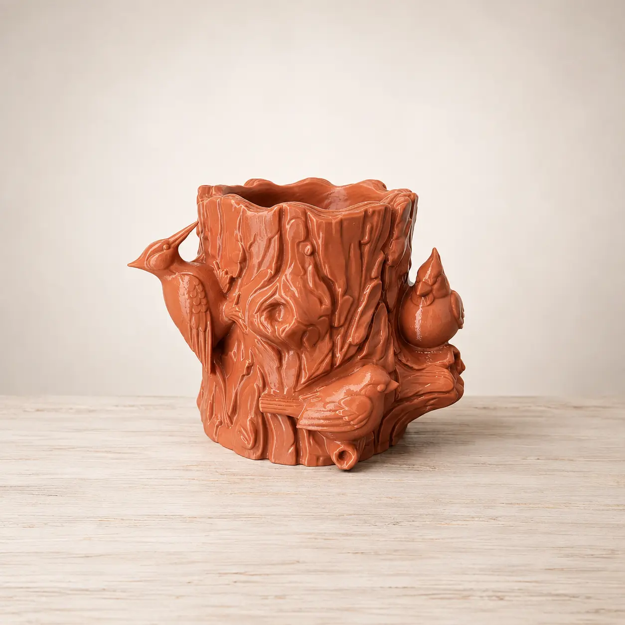 Feathered Forest Log Planter