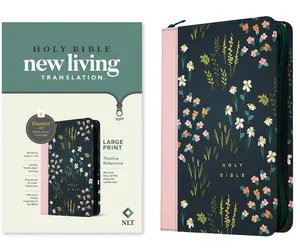 NLT Large Print Thinline Reference Zipper Bible, Filament Enabled (Leatherlike, Meadow Navy & Pink, Red Letter) -- New Living Translation - Bible