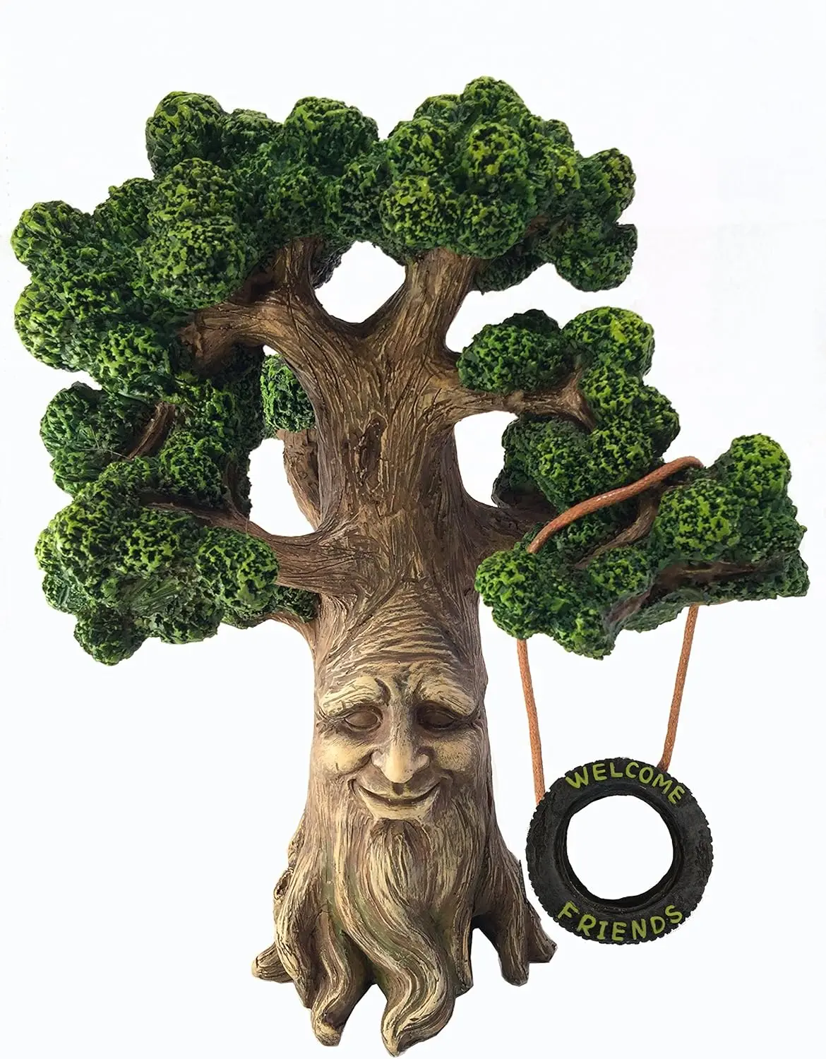 Fairy and Garden Gnome Tree - Enchanted Grandpa Miniature Tree with Removable Glow in The Dark Welcome Sign for Fairies and Lawn Gnomes