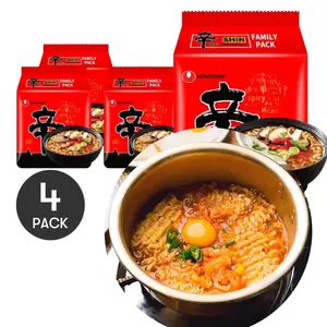 4Packs NONGSHIM Korean Spicy Shin Ramen - Instant Noodle Soup, 4 Packs* 4.2oz/Pack