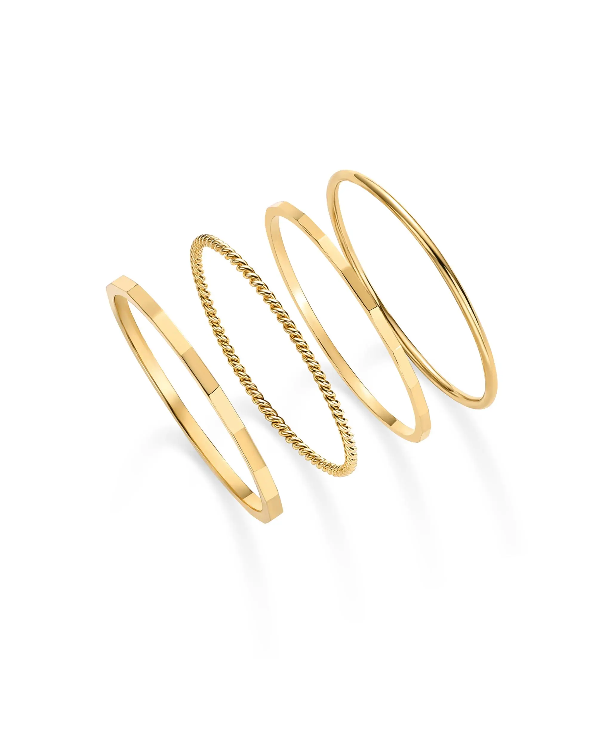 PAVOI 14K Gold Plated Four Pieces Thin Rings Set for Women - 4 Dainty Stacking Rings Pack - Minimalist Stackable Bands PAVOI 14K Gold Plated Four Pieces Thin Rings Set for Women - 4 Dainty Stacking Rings Pack - Minimalist Stackable Bands