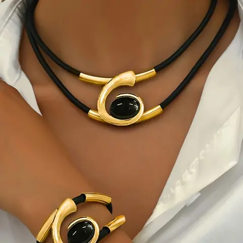 Boho Style Geometric Design Pendant Necklace & Bracelet, Fashion Jewelry for Party, Daily Clothing Decor, Trendy All-match & Exquisite Jewelry for Birthday Gift, Elegant Jewelry Set, Matching Jewelry Set, Fashionable Jewelry Set